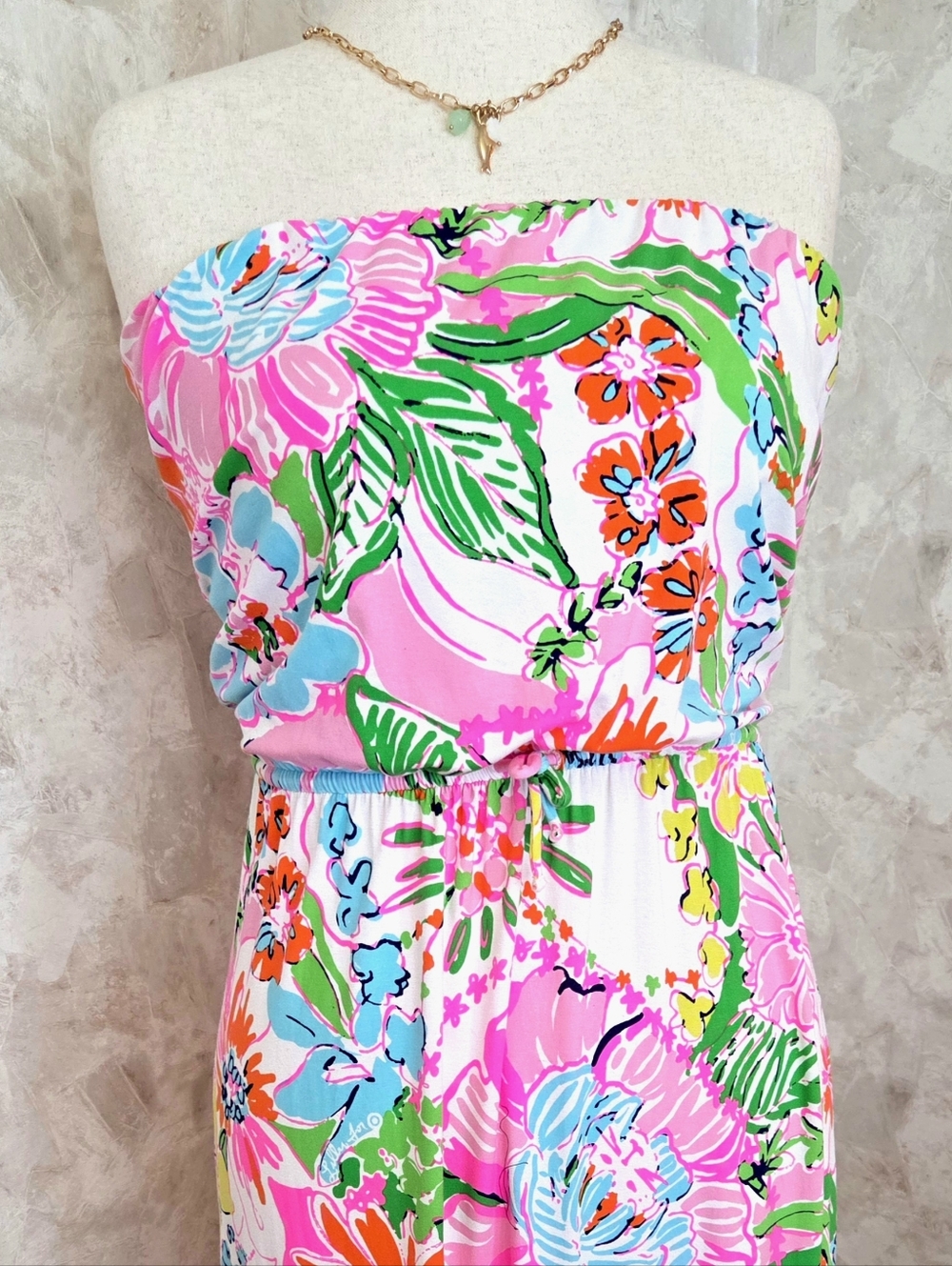 Lilly Pulitzer for Target Strapless Maxi Dress | Built-In Bra | Pink Tropical M